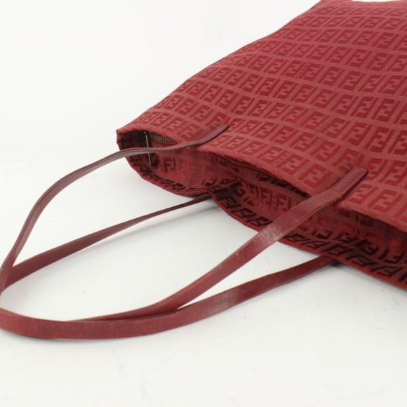 Fendi Burgundy Monogram FF Zucca Roll Tote Shopper Bag 112f15 - Picture 6 of 12